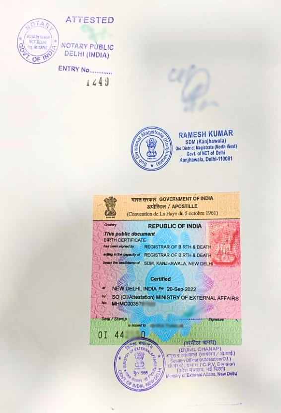 MEA Apostille (Legalisation) on Certificates, Degrees, PCC and other documents